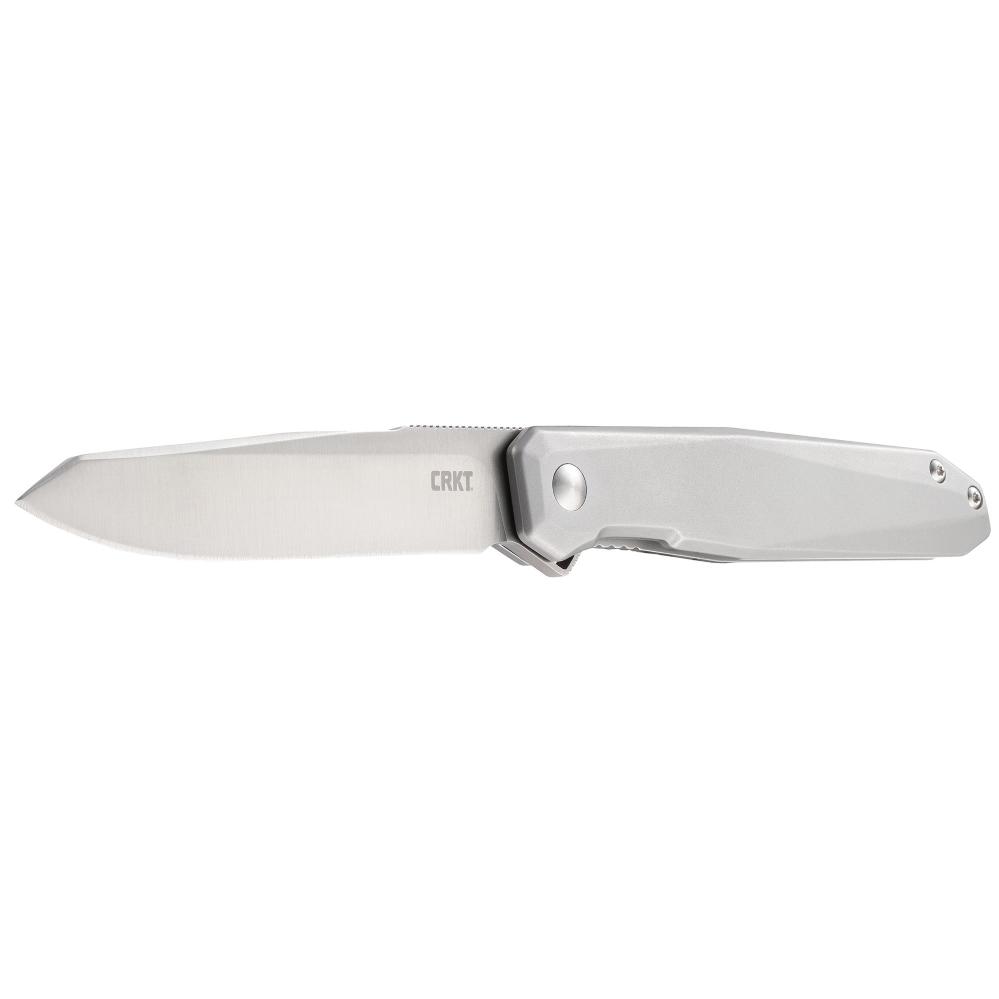 Columbia River Knife & Tool Facet Silver Folding Knife, Silver, Plain Edge, 3.37" Blade