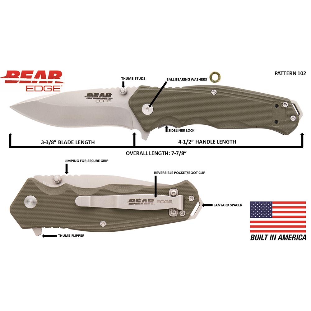 BEAR & SON 4 1/2'' OD GREEN G10 SIDELINER W/TRIGGER & BALL BEARING WASHERS