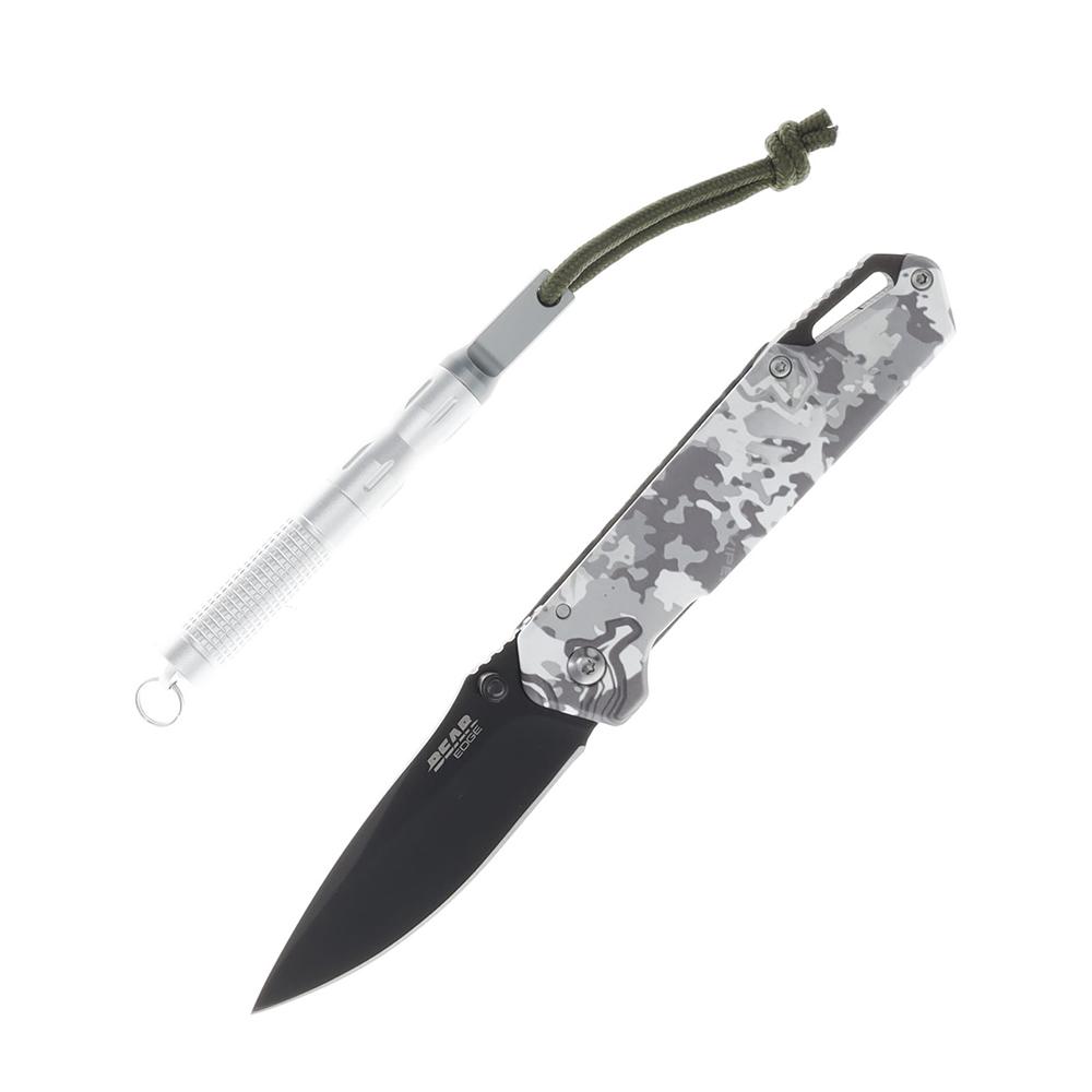 BEAR & SON FRAME LOCK FOLDER W WATERPROOF FIRESTARTER WHITE