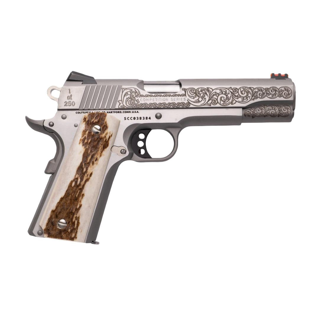 Colt Competition Pistol .45 ACP 5in Brt Stnls Stag grips Engr...