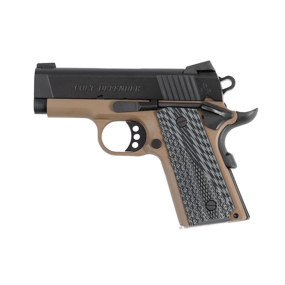 Colt Defender 3'' Barrel .45 ACP FDE Cerakote Frame Black Slide