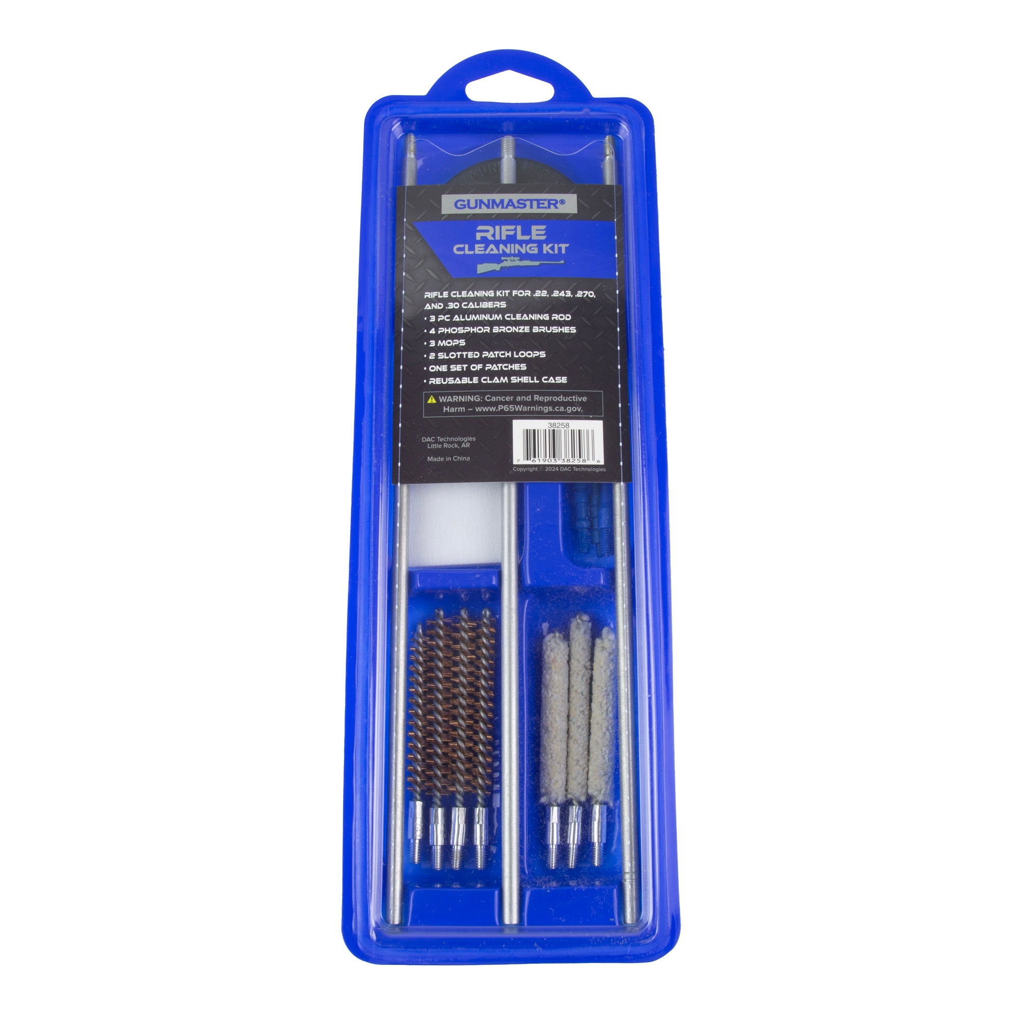 DAC Gunmaster Universal Rifle Cleaning Kit, 16 Pieces, Comes in Reusable Clamshell