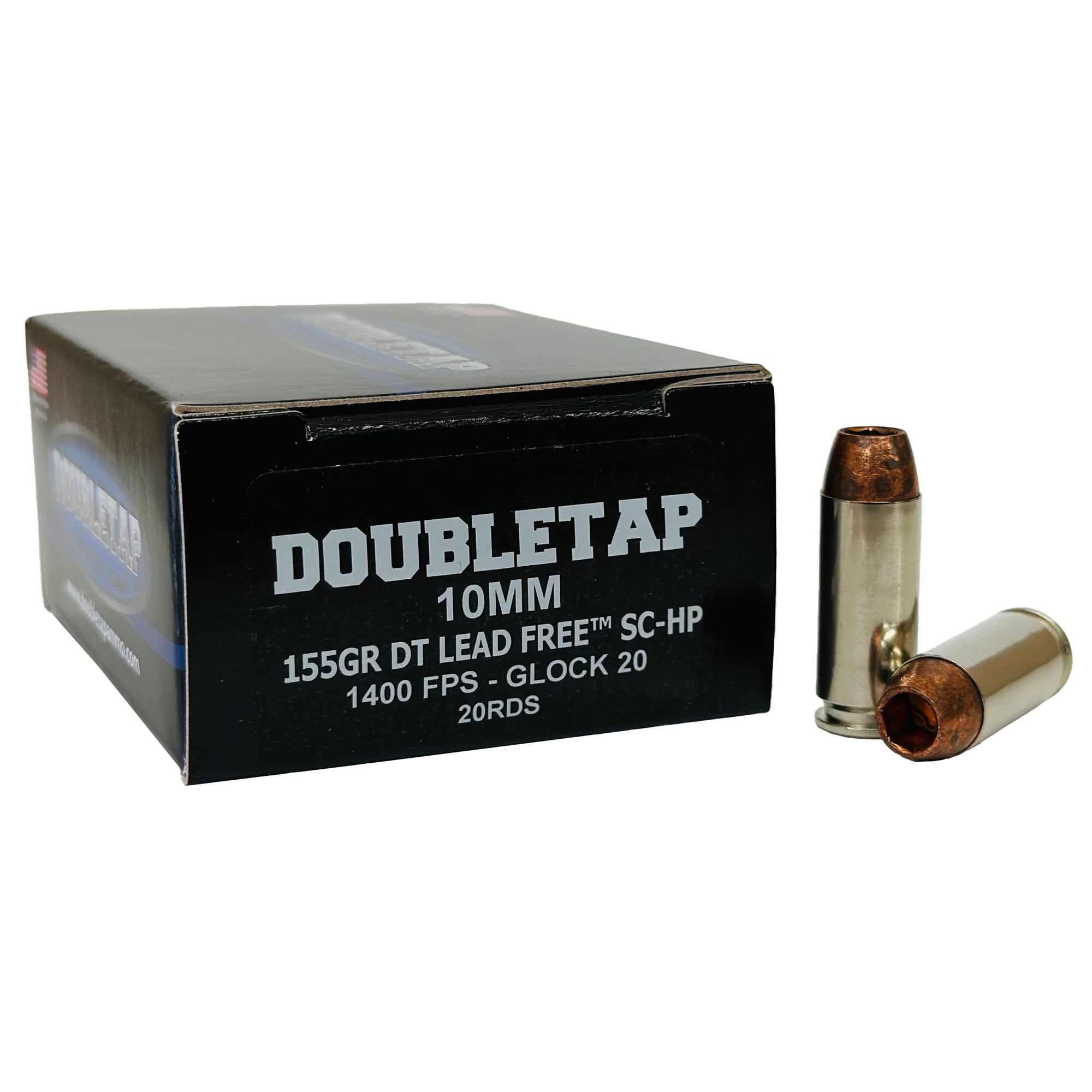 DoubleTap Ammunition Lead Free, 10MM, 155 Grain, Copper, 20 Round Box