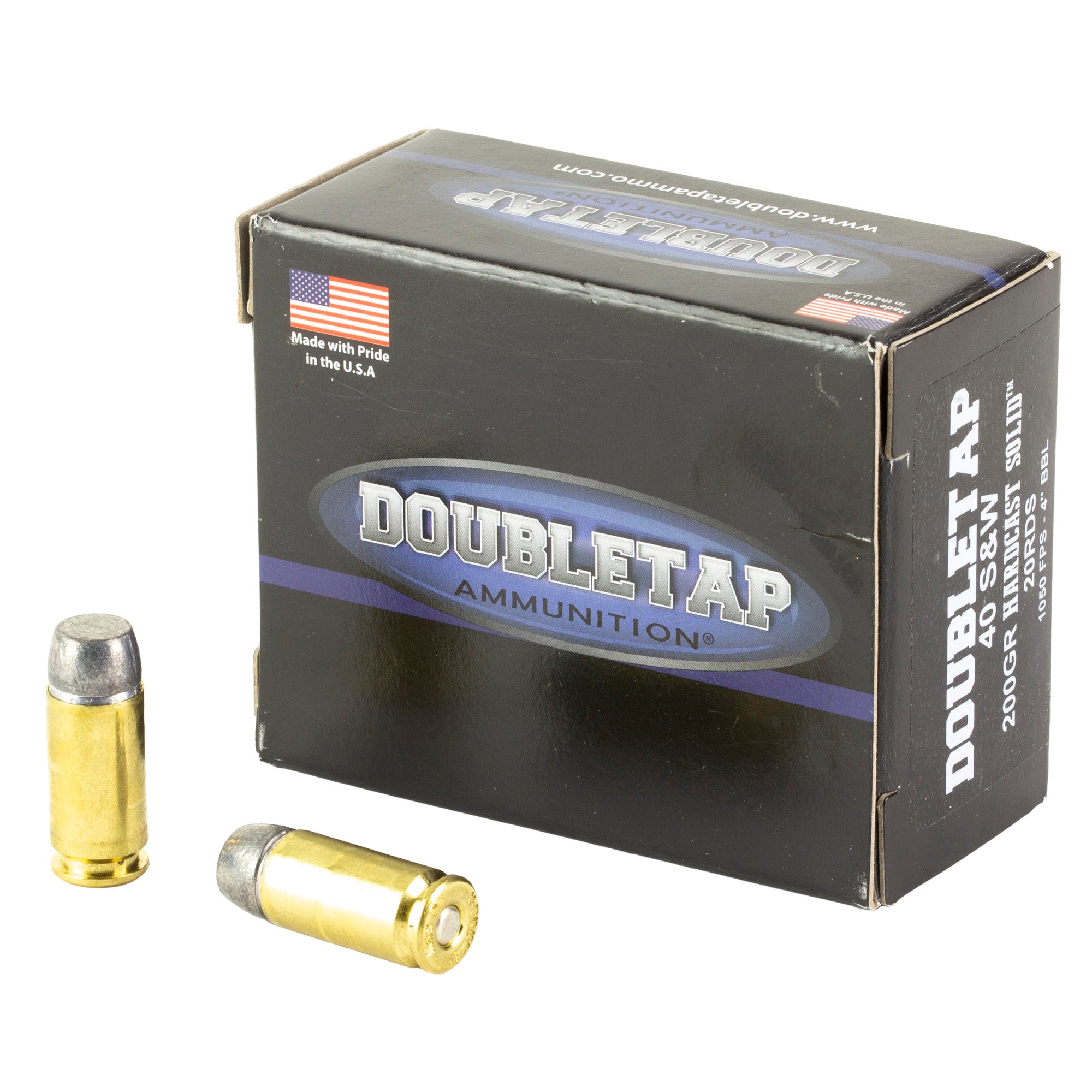 DoubleTap Ammunition Hardcast Solid, 40 S&W, 200 Grain, Wide Flat Nose Hard Cast