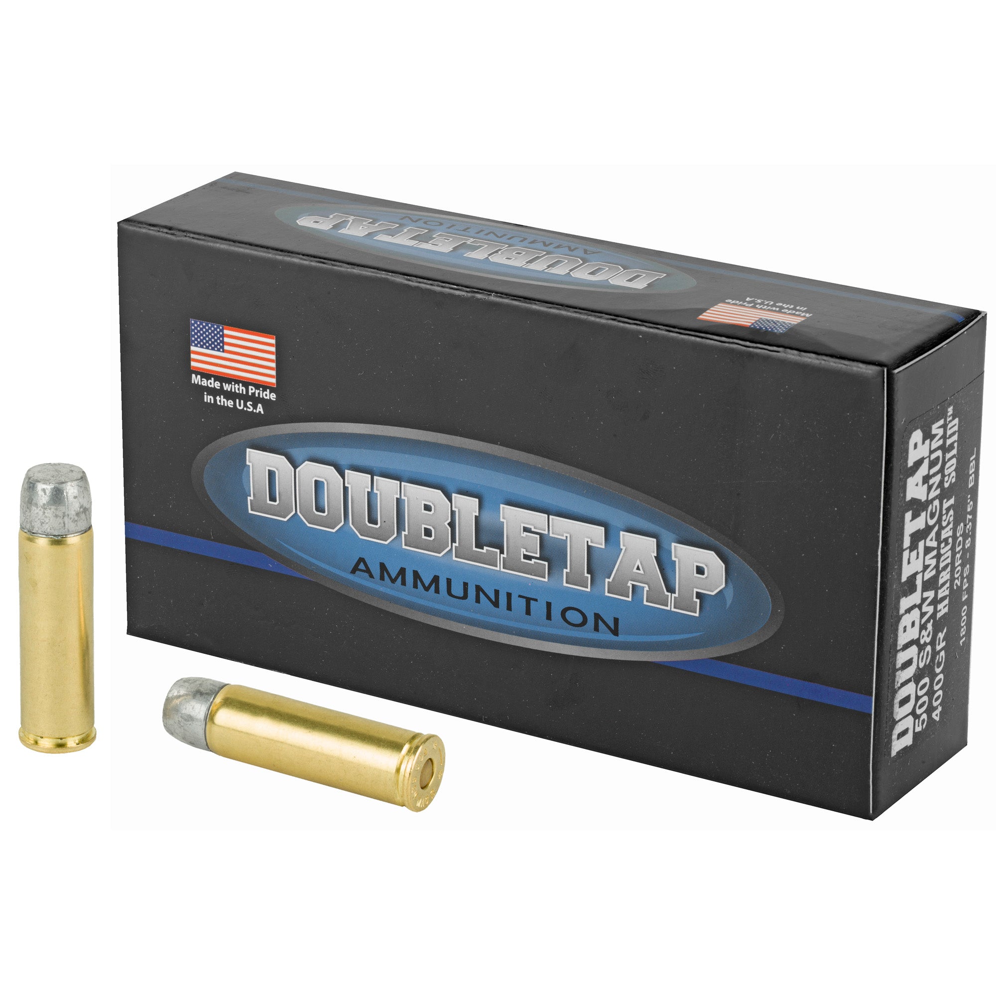 DoubleTap Ammunition Hardcast Solid, 500 S&W, 400Gr, Hard Cast, 20 Round Box