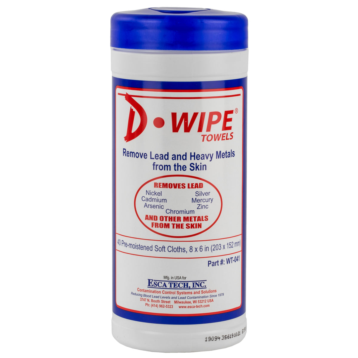D-Lead Wipes, 40 Count, Disposable Wipes, 12/Pack, Pop Up Canister