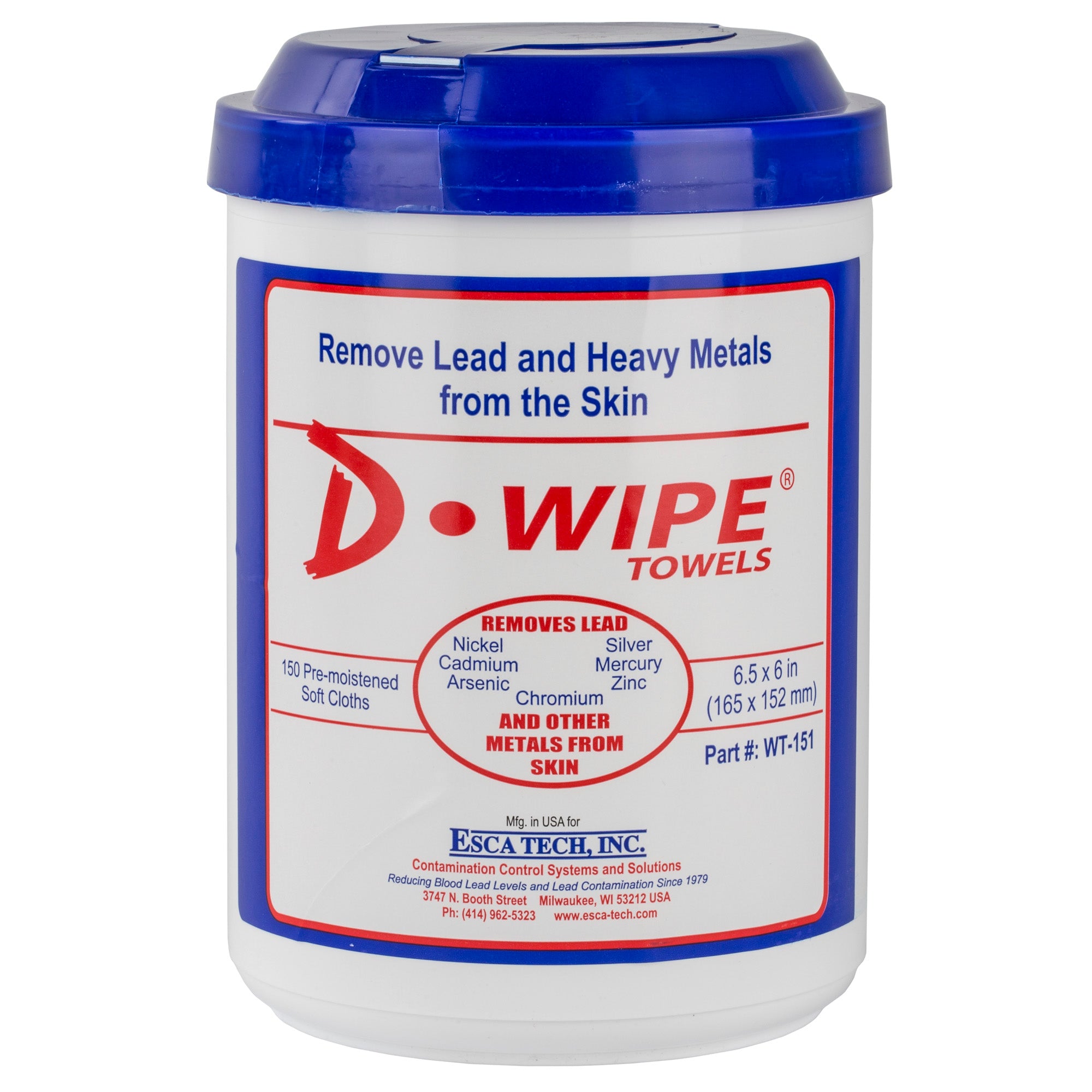 D-Lead Wipes, 150 Count, Disposable Wipes, 8/Pack, Pop Up Canister