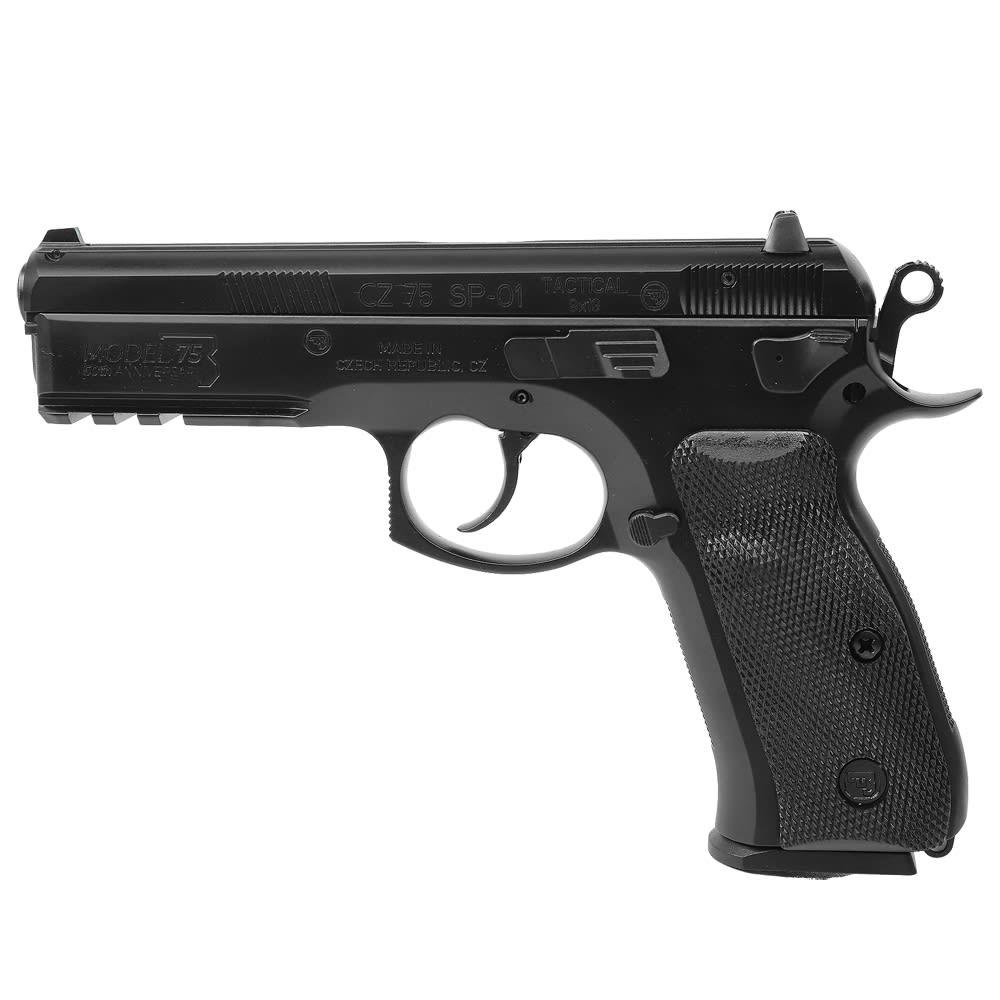 CZ 75 SP-01 TACT 50TH ELITE 9MM 10RD BLK STEL FS AMBI DECOCKER BLK RBR GRIP