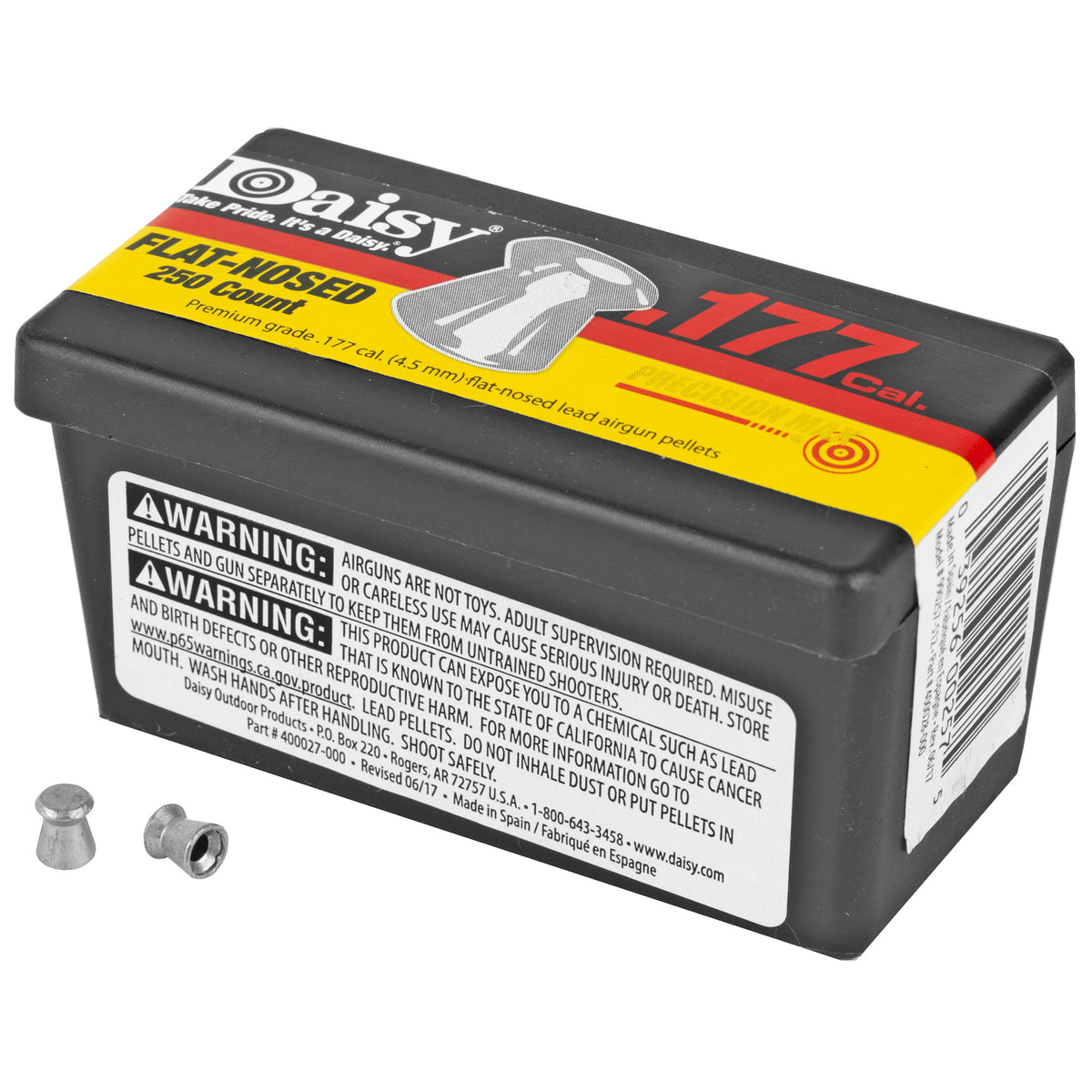 Daisy PrecisionMax, Flat-Nosed Pellets, .177 Cal, 250 Per Box