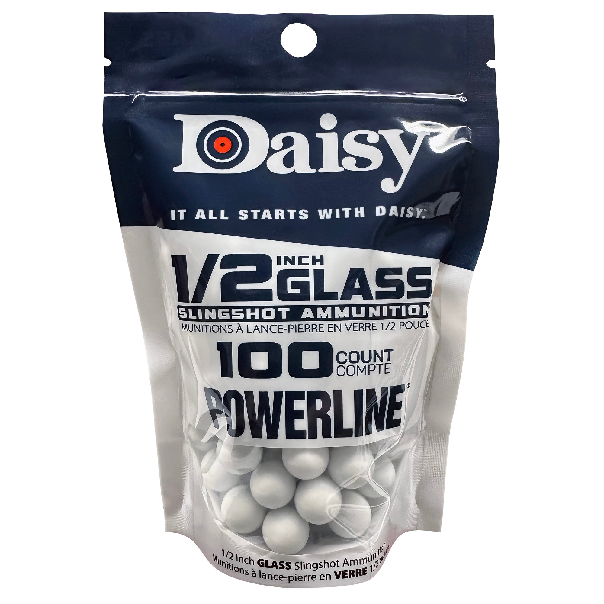 Daisy Powerline, 1/2" Glass Ball, 100 Count, Slingshot Ammo