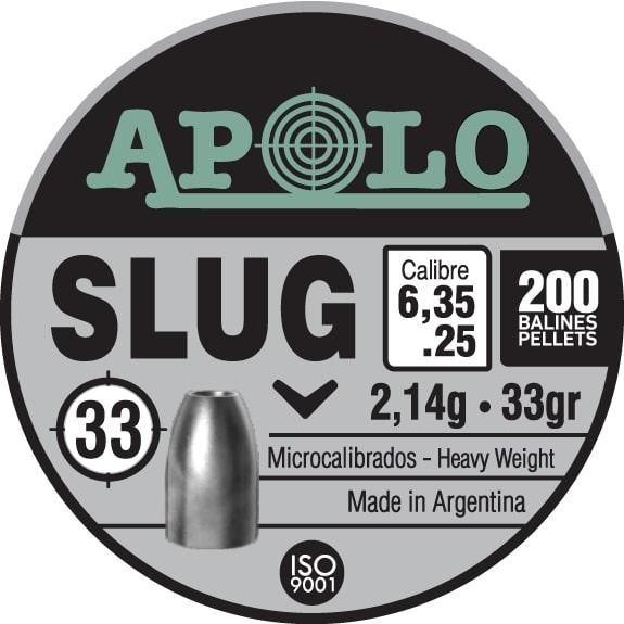 Apolo Slug 33gr 6.35mm .25 Caliber 200rd
