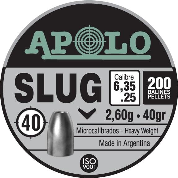 Apolo Slug 40gr 6.35mm .25 Caliber 200rd