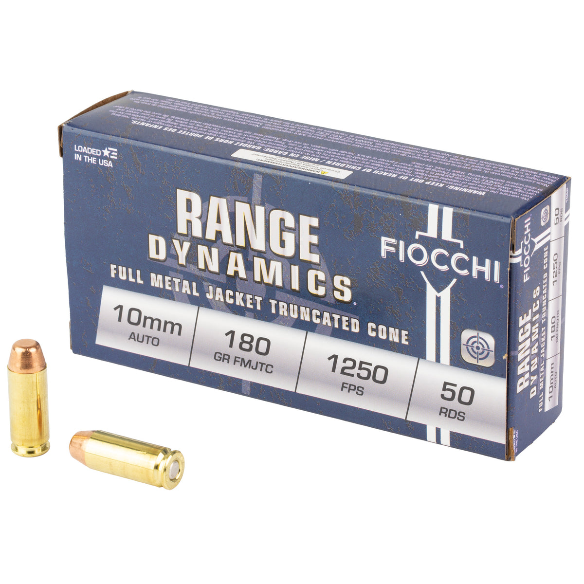 Fiocchi Ammunition Range Dynamics, 10MM, 180 Grain, Full Metal Jacket Truncated Cone