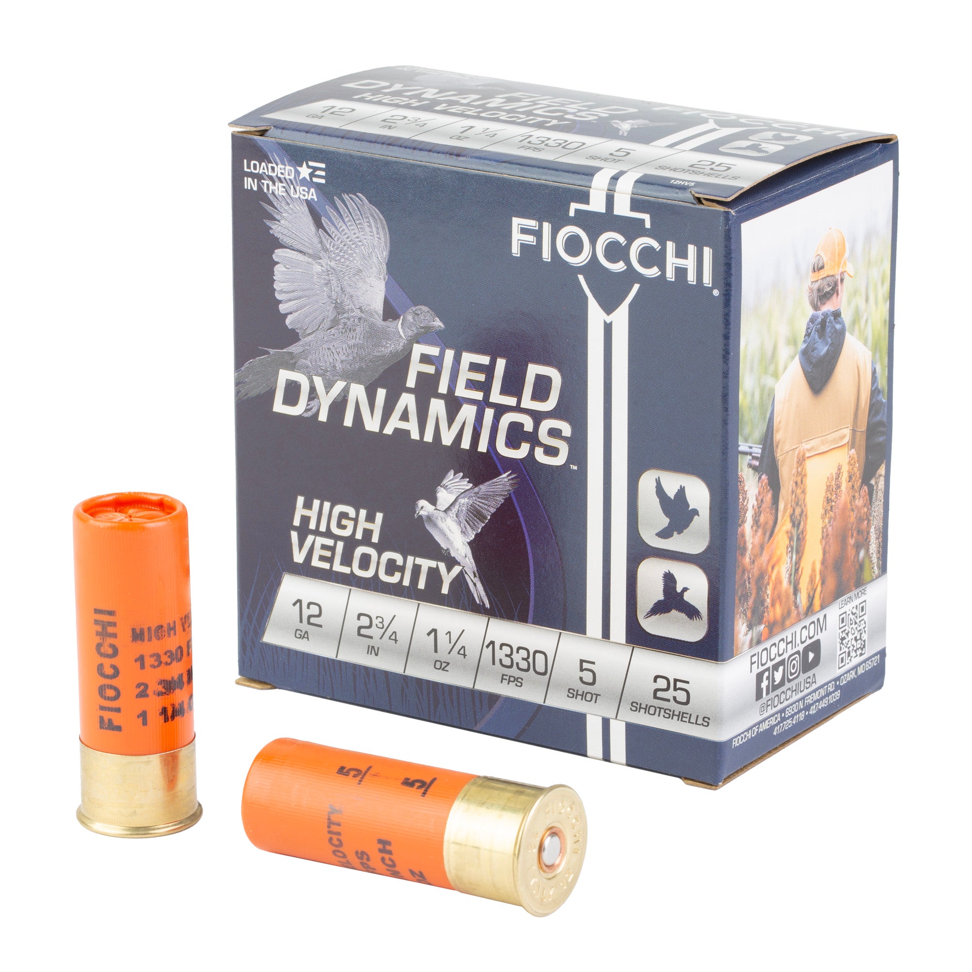 Fiocchi Ammunition High Velocity, Field Dynamics, 12 Gauge, 2.75", #5 Lead Shot