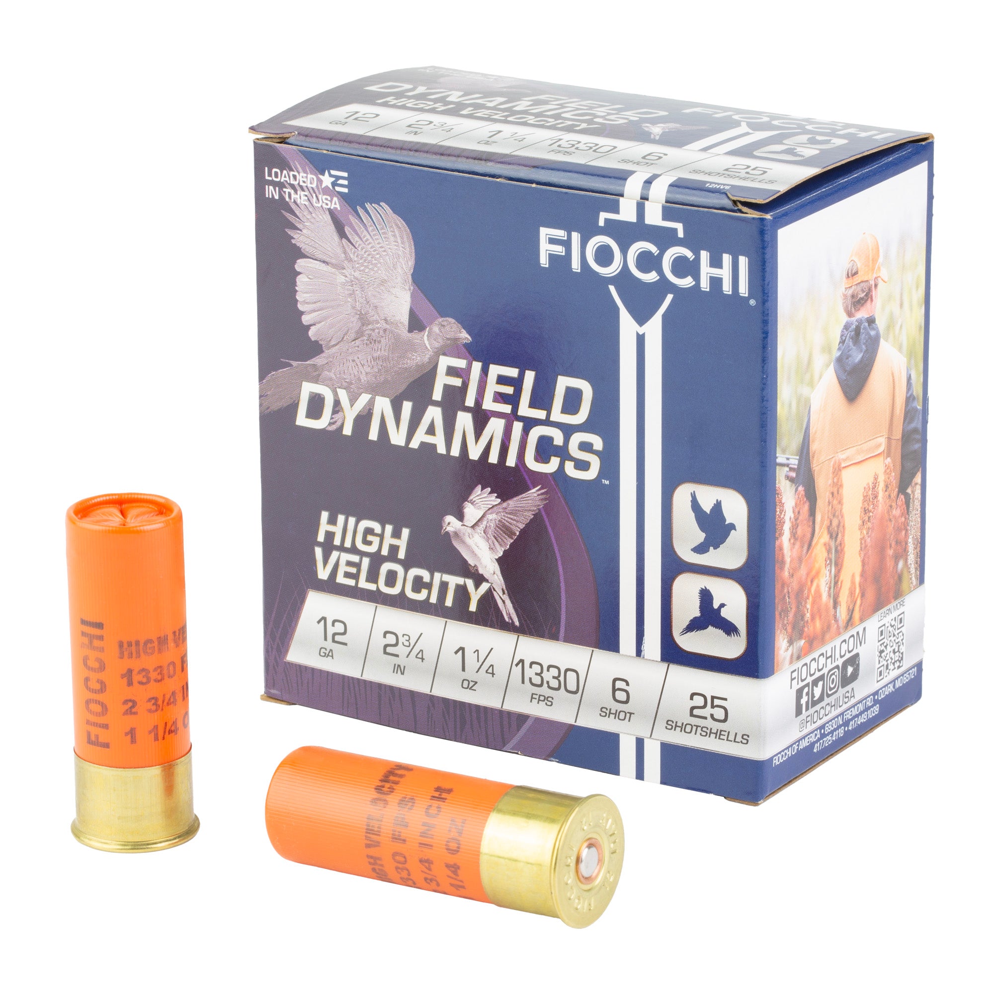 Fiocchi Ammunition High Velocity, Field Dynamics, 12 Gauge, 2.75", #6 Lead Shot