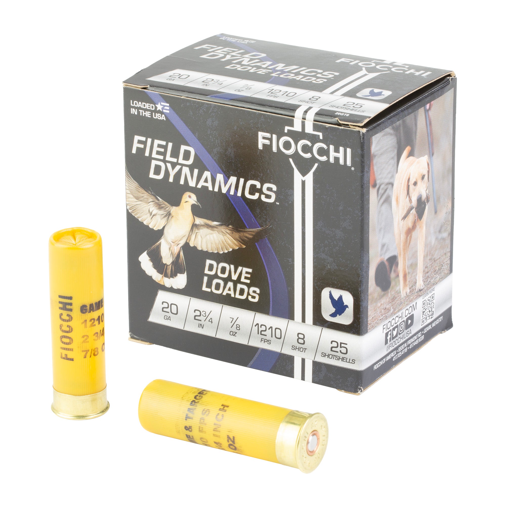 Fiocchi Ammunition Dove & Quail, Field Dynamics, 20 Gauge, 2.75", #8 Lead Shot
