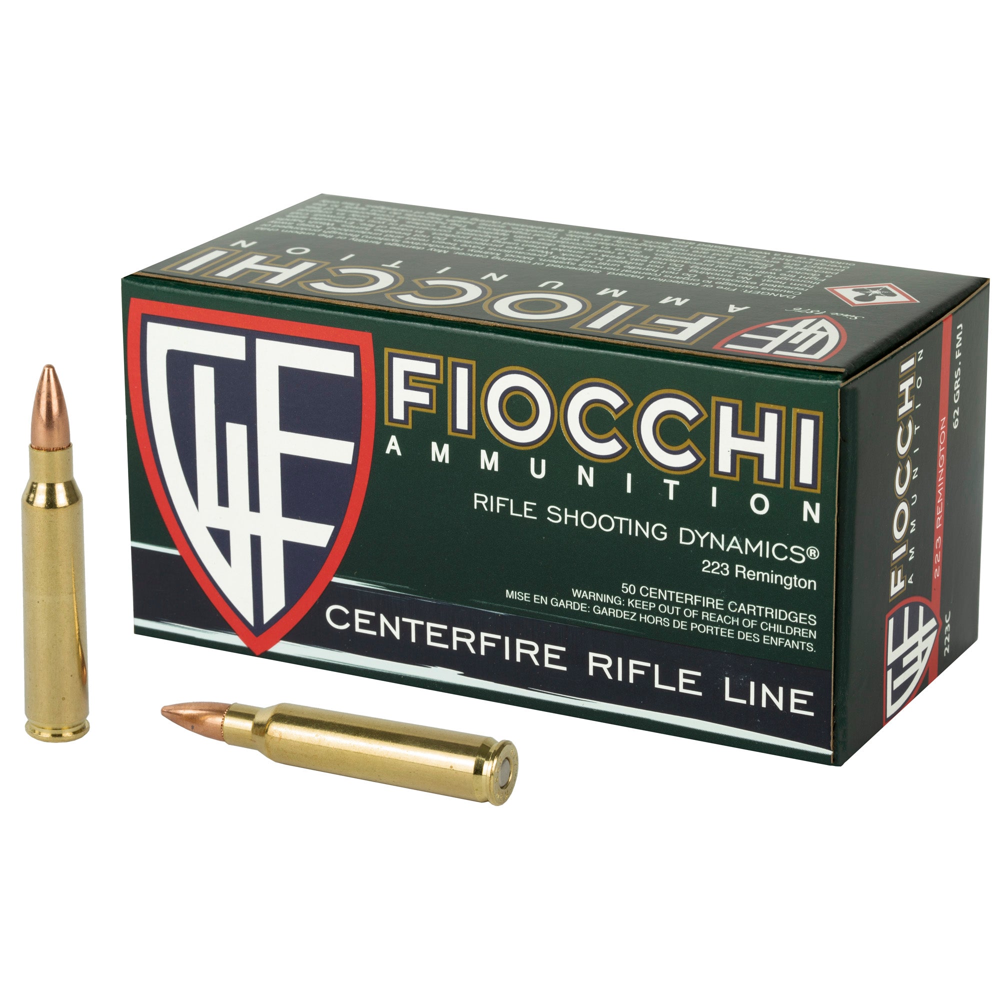Fiocchi Ammunition Rifle, 223 Remington, 62 Grain, Full Metal Jacket Boat Tail