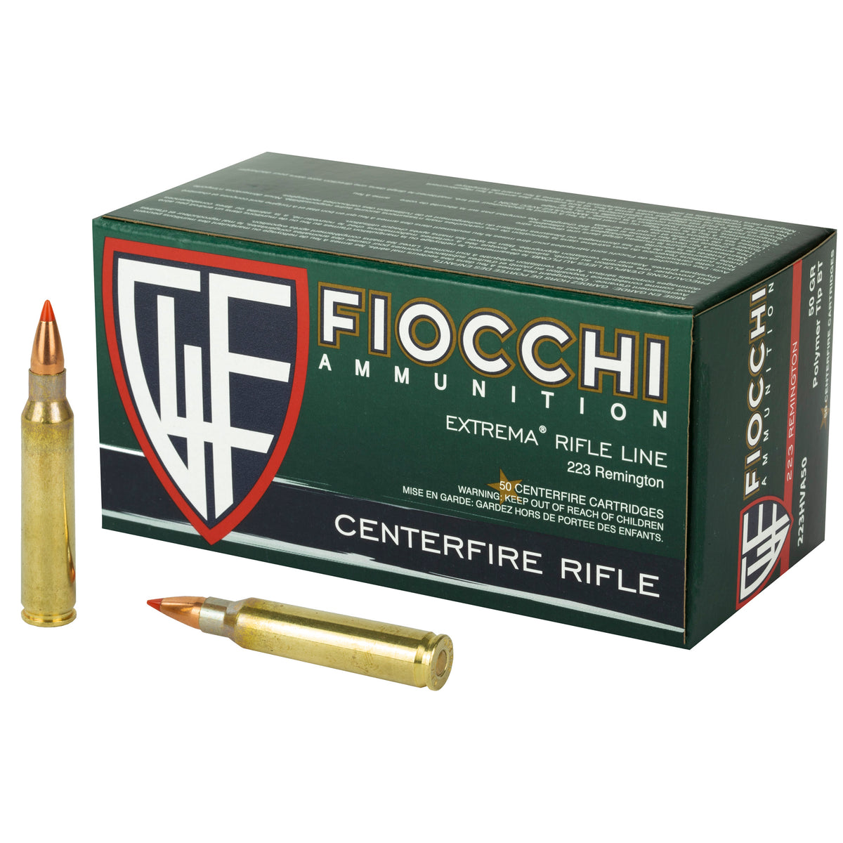 Fiocchi Ammunition Rifle, 223 Remington, 50 Grain, V-Max, 50 Round Box