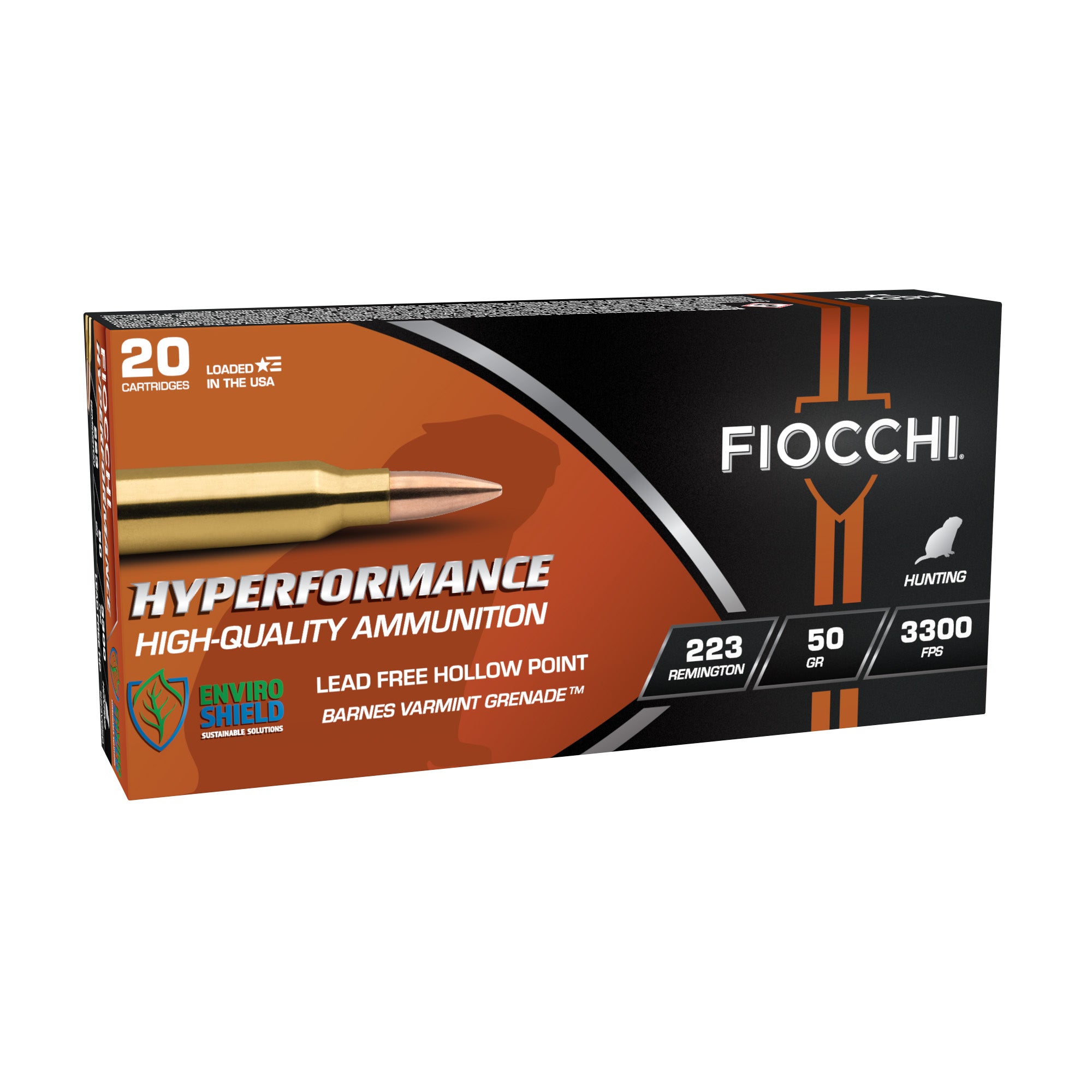 Fiocchi Ammunition Hyperformance, 223 Remington, 50 Grain, Hollow Point, 20 Round Box