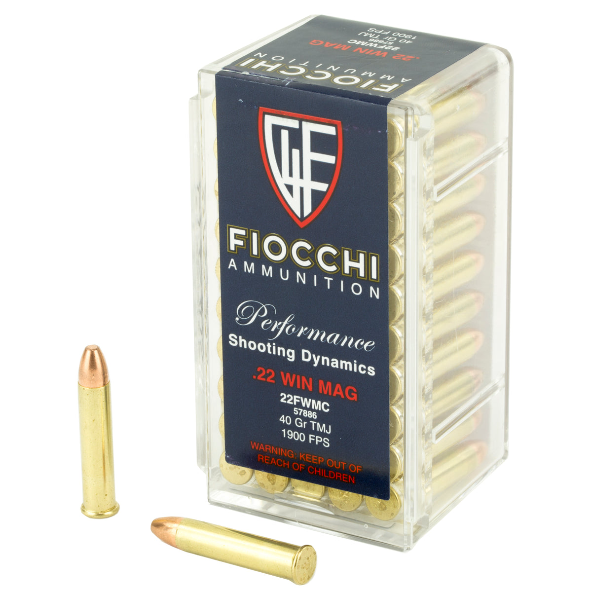 Fiocchi Ammunition Rimfire, 22WMR, 40 Grain, Full Metal Jacket, 50 Round Box