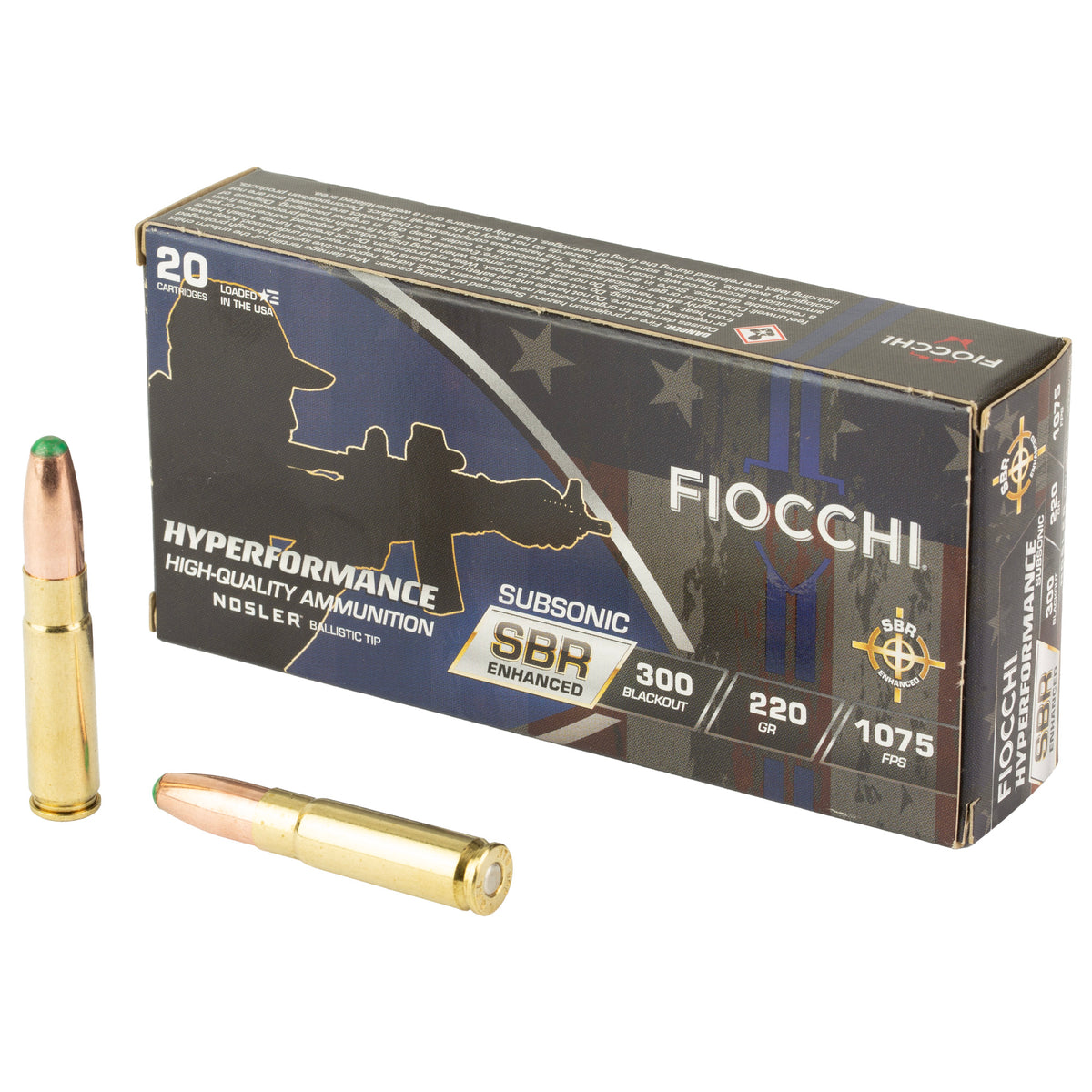 Fiocchi Ammunition Hyperformance SBR, Enhanced, 300 Blackout, 220 Grain, Boat Tail