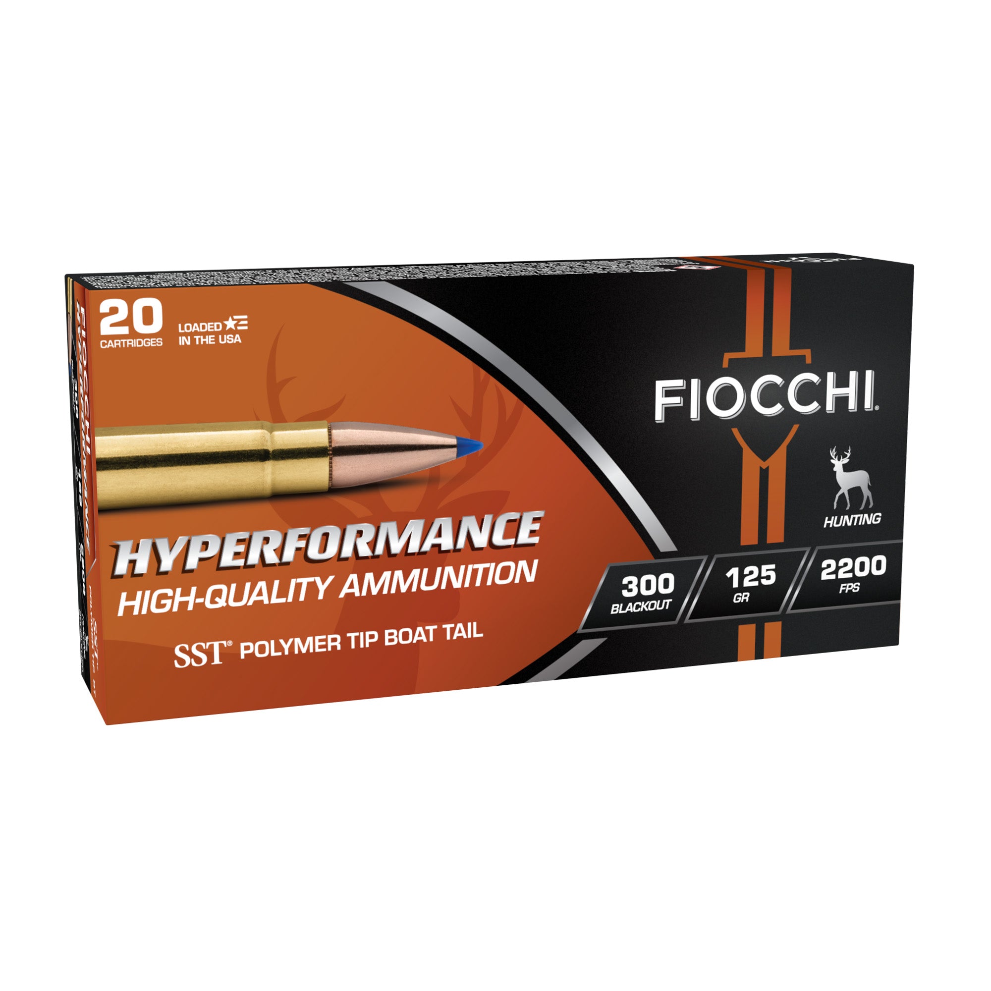 Fiocchi Ammunition Hyperformance, 300 Blackout, 125 Grain, SST Polymer Tip Boat Tail