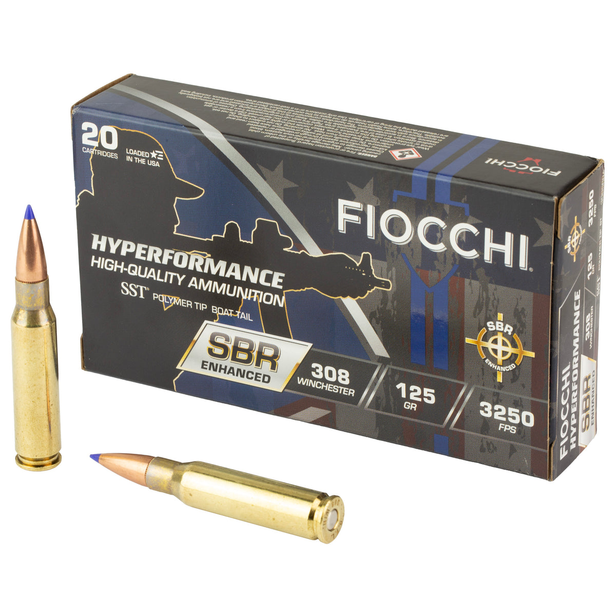 Fiocchi Ammunition Hyperformance SBR, Enhanced, 308 Winchester, 125 Grain, SST