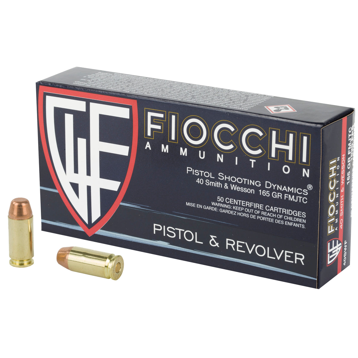 Fiocchi Ammunition Centerfire Pistol, 40S&W, 165 Grain, Full Metal Jacket, 50 Round Box