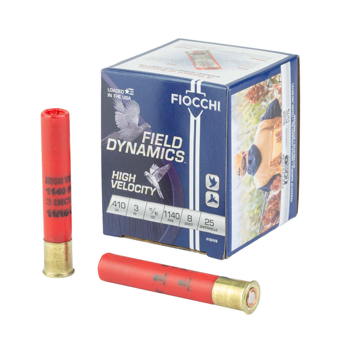 Fiocchi Ammunition High Velocity, Field Dynamics, 410 Bore, 3", #8 Lead Shot