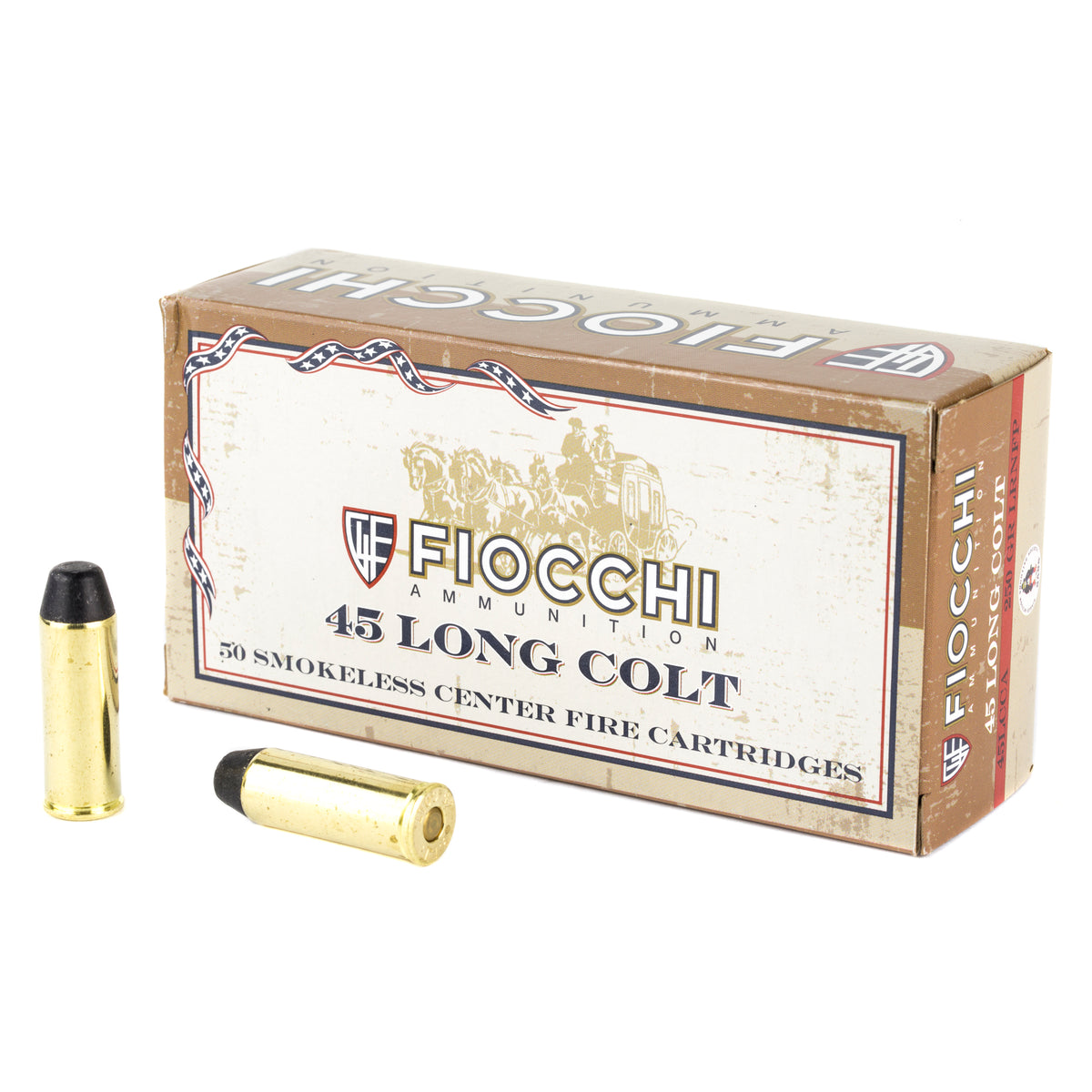Fiocchi Ammunition Centerfire Pistol, 45 Colt, 250 Grain, Lead Round Nose Flat Point