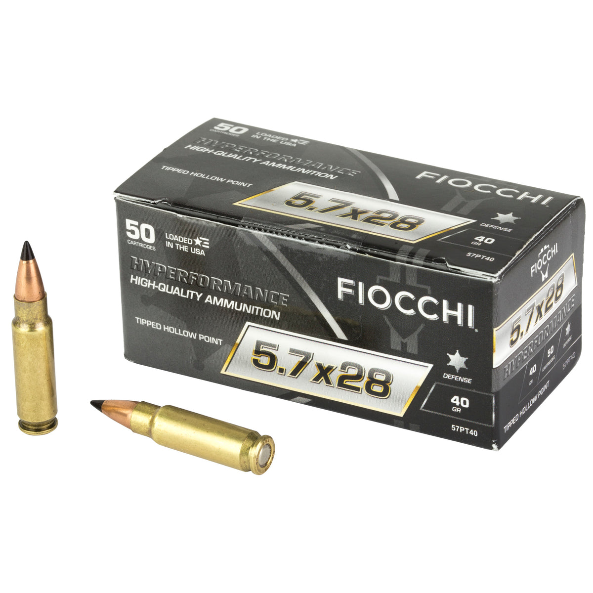 Fiocchi Ammunition Hyperformance, 5.7X28MM, 40 Grain, Tipped Hollow Point, 50 Round Box