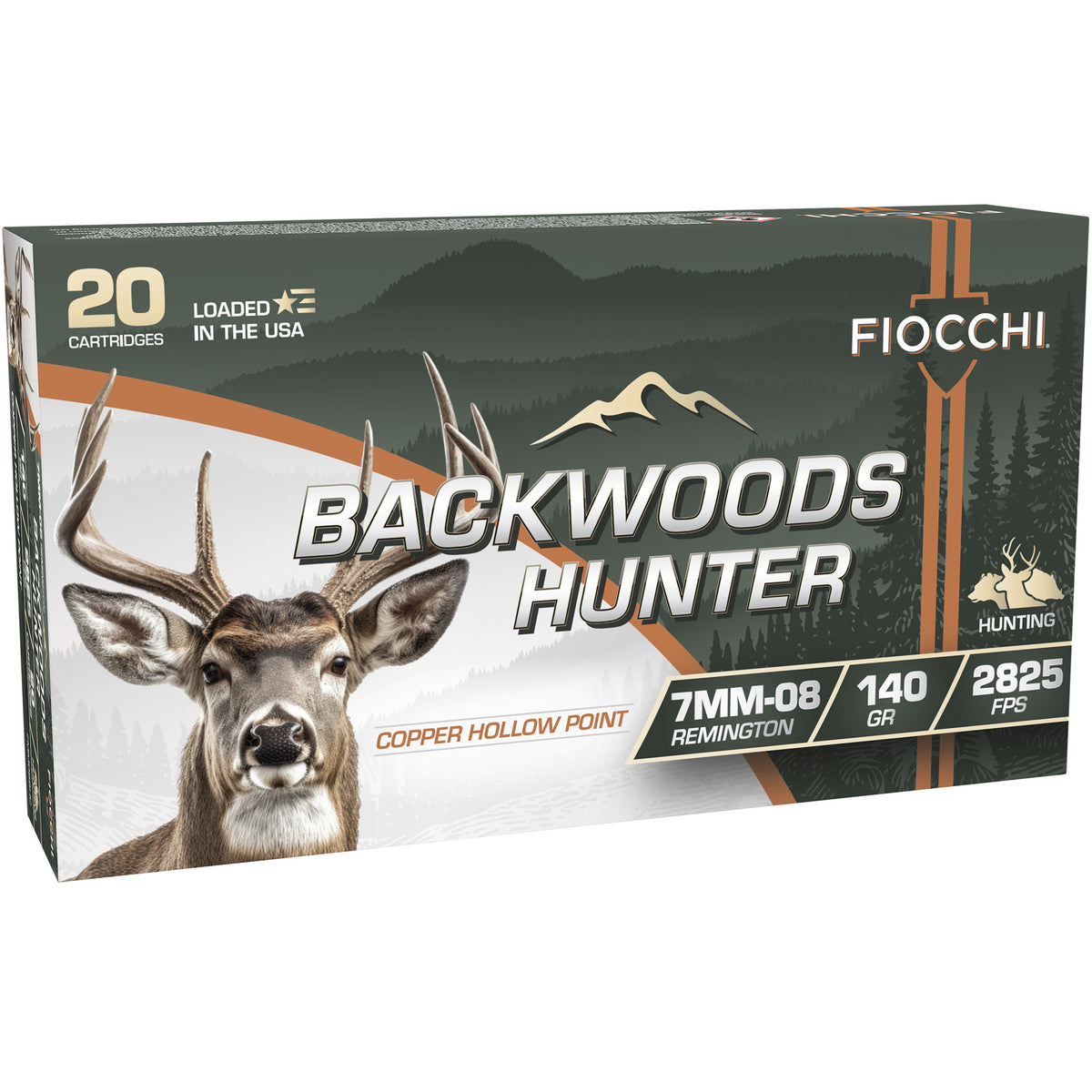 Fiocchi Ammunition Backwoods Hunter, 7MM-08 Remington, 140 Grain, Copper Hollow Point