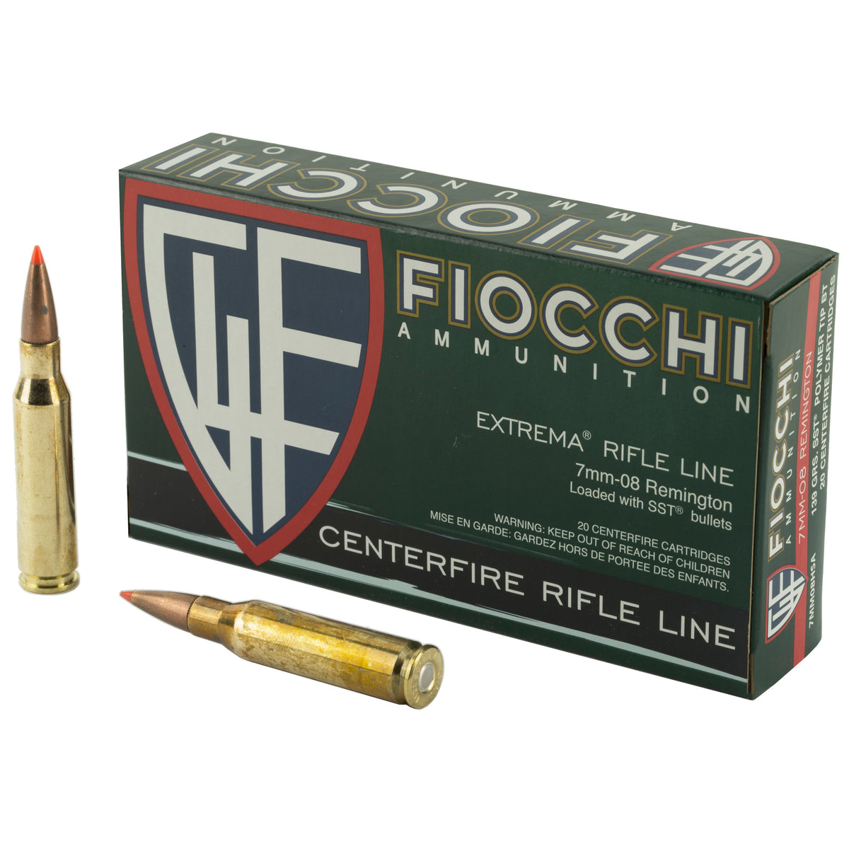 Fiocchi Ammunition Rifle, 7MM-08, 139 Grain, SST, 20 Round Box