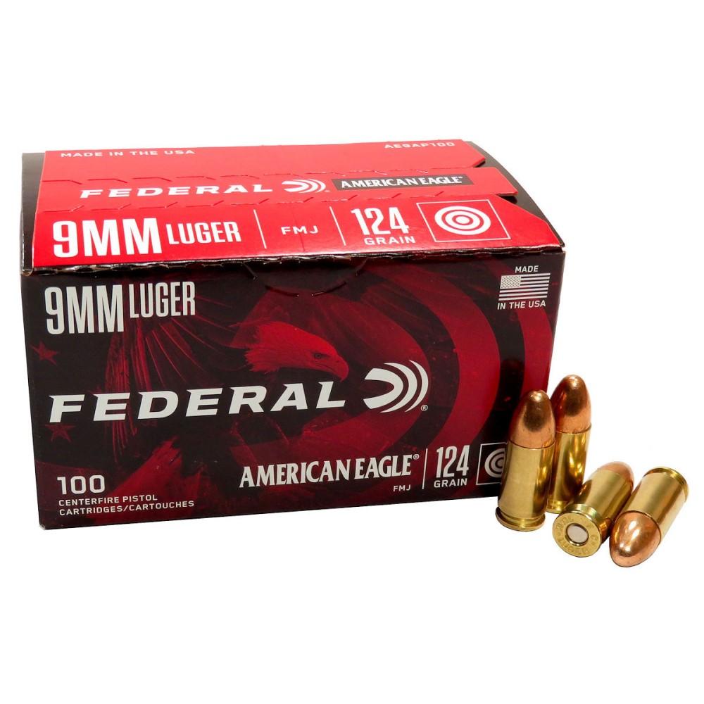 FEDERAL 9MM LUGER 124GR FMJ AMMO 100RD