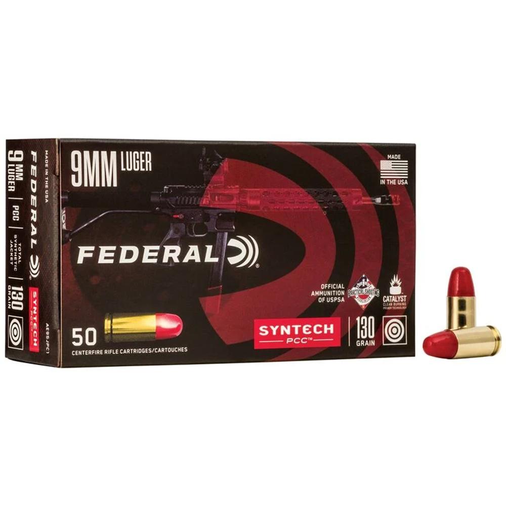 FEDERAL 9MM LUGER 130GR PISTOL CAL CARBINE TSJ AMMO 50RD