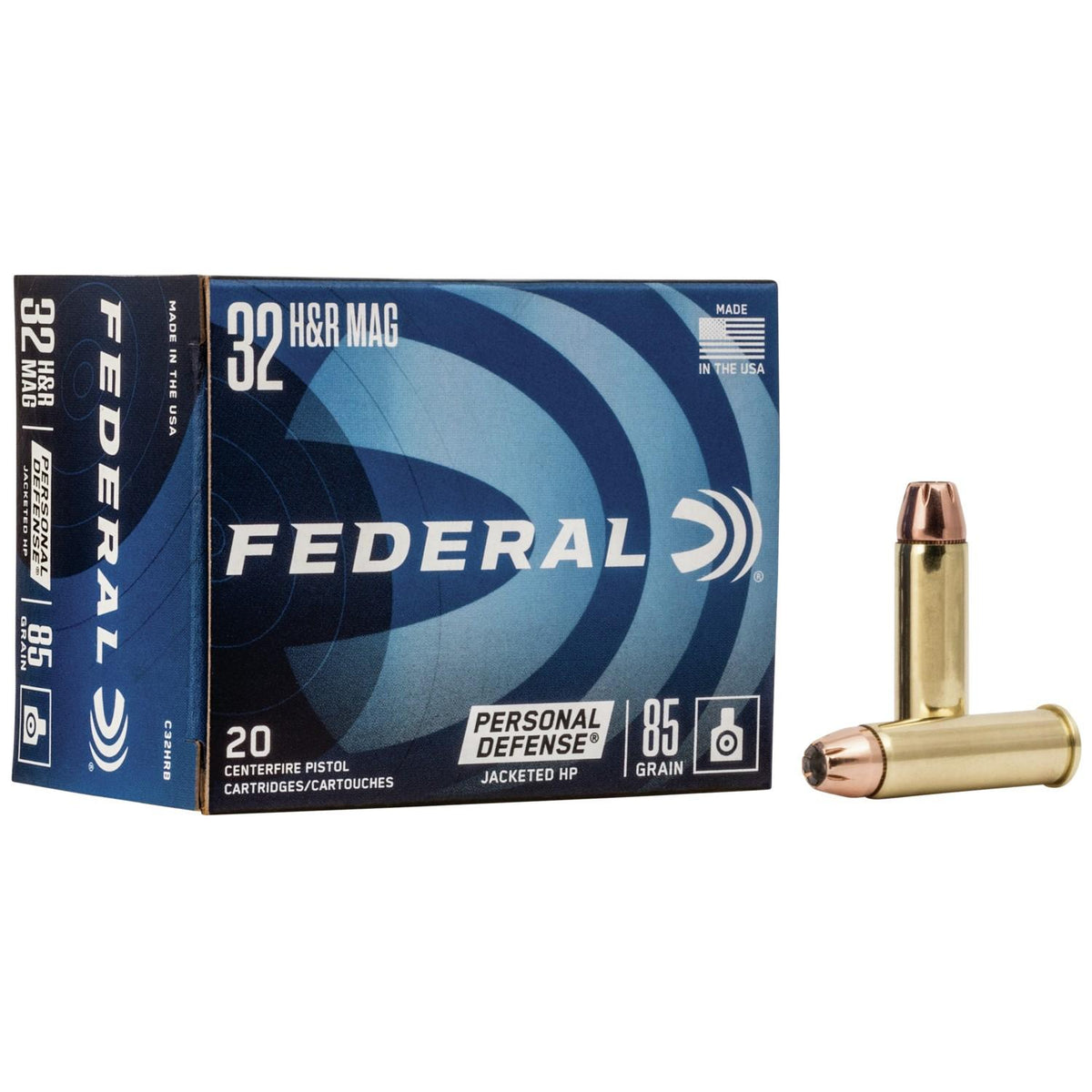 FEDERAL 32 H & R MAG 85GR JHP PERSONAL DEFENSE AMMO 20RD