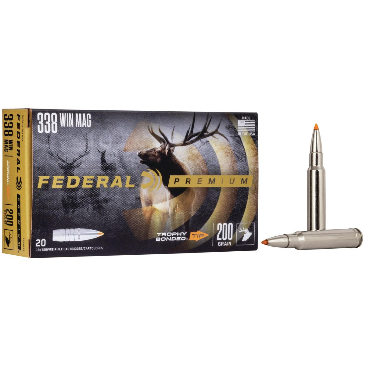FEDERAL 338 WIN MAG 200GR TROPHY BONDED TIP AMMO 20RD