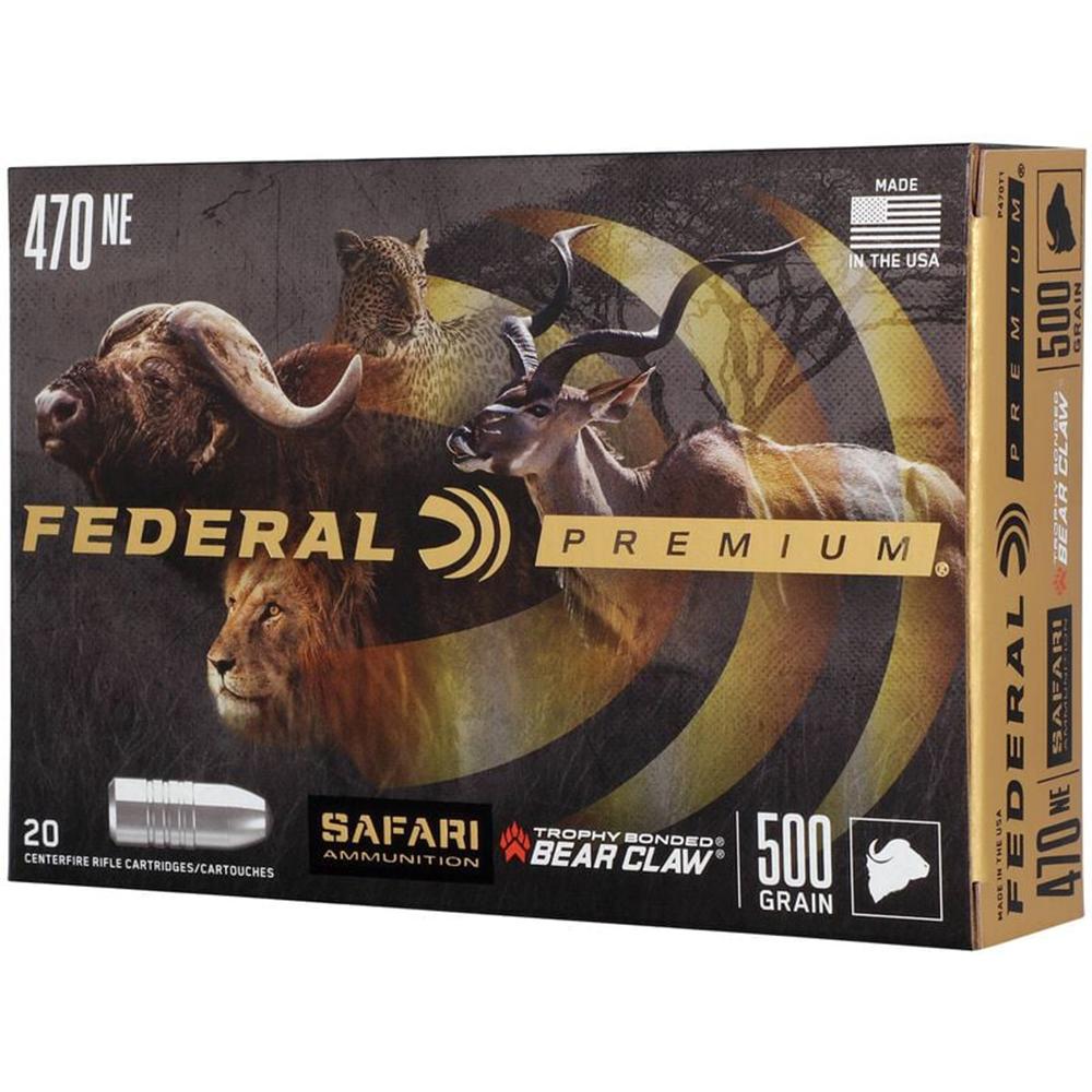FEDERAL 470 NITRO EXPRESS 500GR TROPHY BONDED BEAR CLAW AMMO 20RD