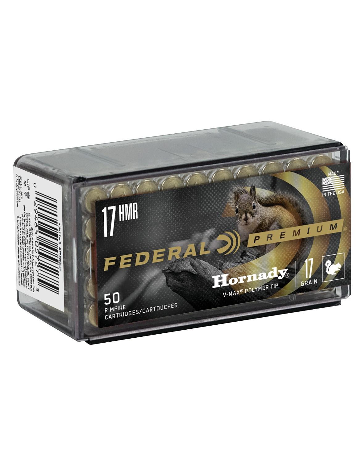 FEDERAL 17 HMR 17GR HORNADY V-MAX V-SHOK AMMO 50RD