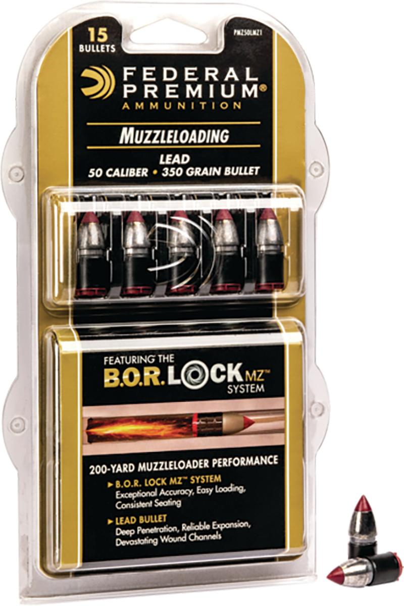 FEDERAL MUZZLELOADER 350GR LEAD MZ BULLET WITH B.O.R LOCK SYS BULLET 15RD