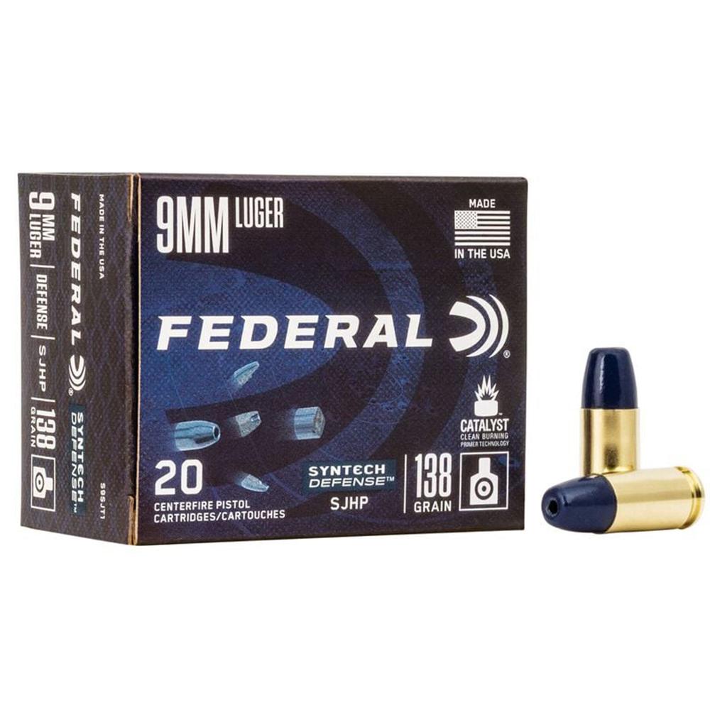 FEDERAL 9MM LUGER 138GR SJHP AMMO 20RD