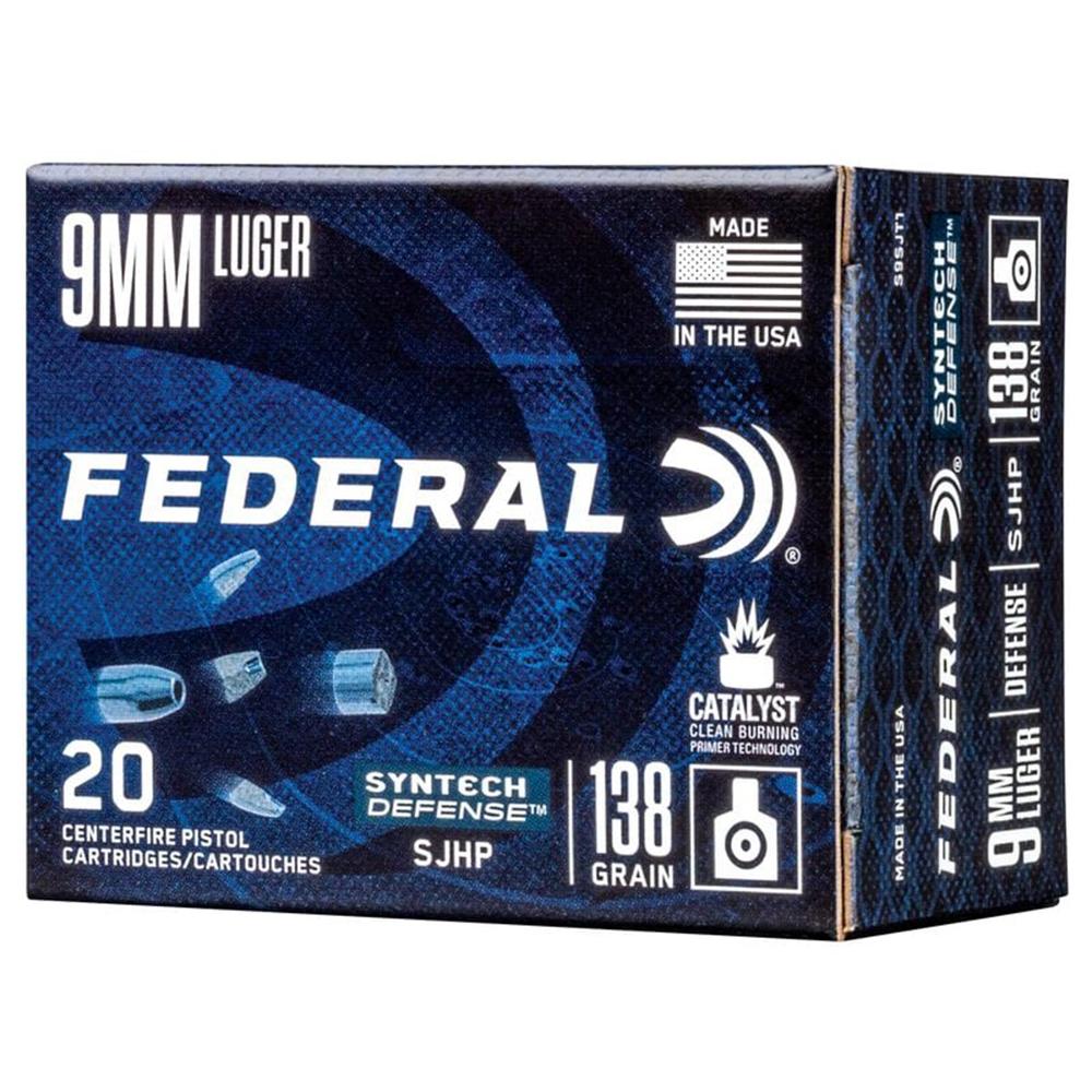 FEDERAL 9MM LUGER 138GR SJHP AMMO 20RD