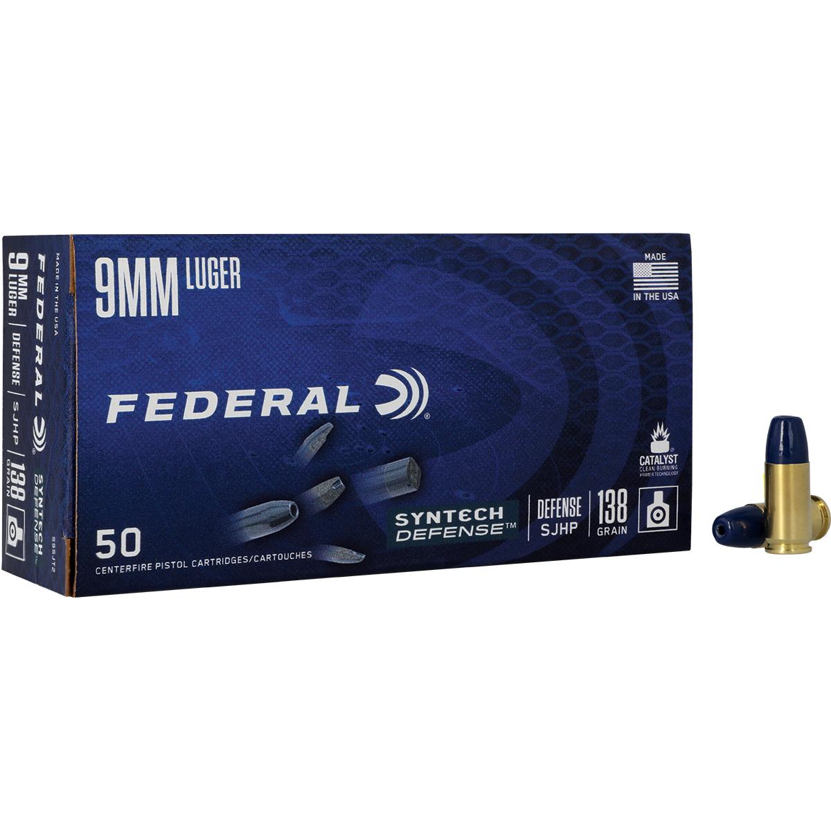 FEDERAL 9MM LUGER 138GR SYNTECH DEFENSE SJHP AMMO 50RD