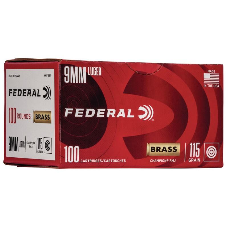 FEDERAL 9MM 115GR FMJ 5/500 AMMO 100RD