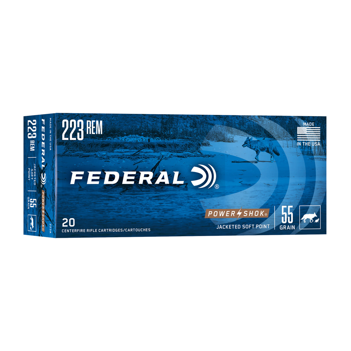 Federal PowerShok, 223 Remington, 55 Grain, Soft Point, 20 Round Box
