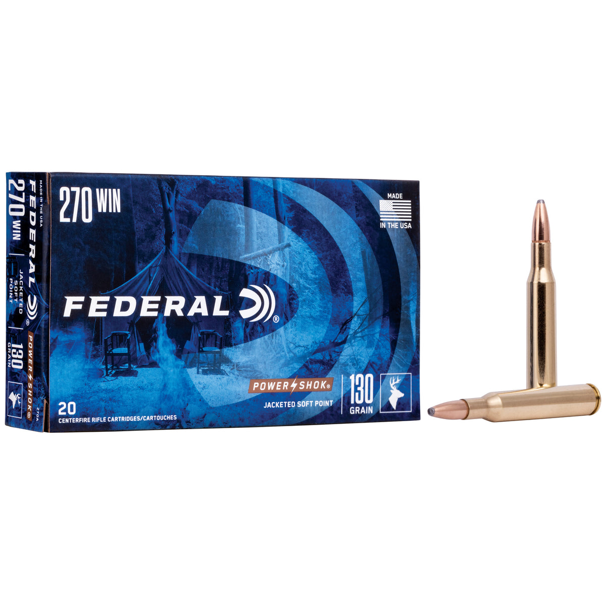 Federal PowerShok, 270WIN, 130 Grain, Soft Point, 20 Round Box