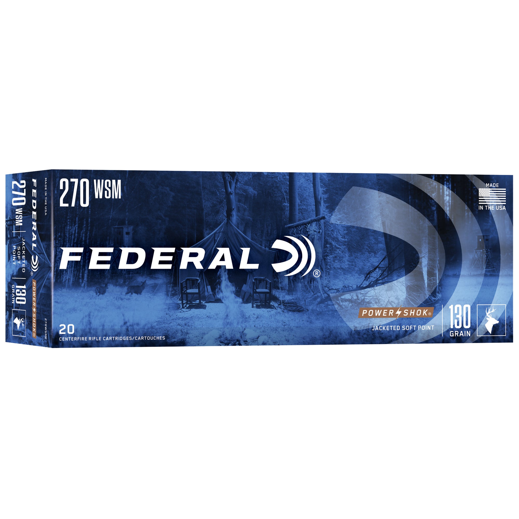 Federal PowerShok, 270WSM, 130 Grain, Soft Point, 20 Round Box