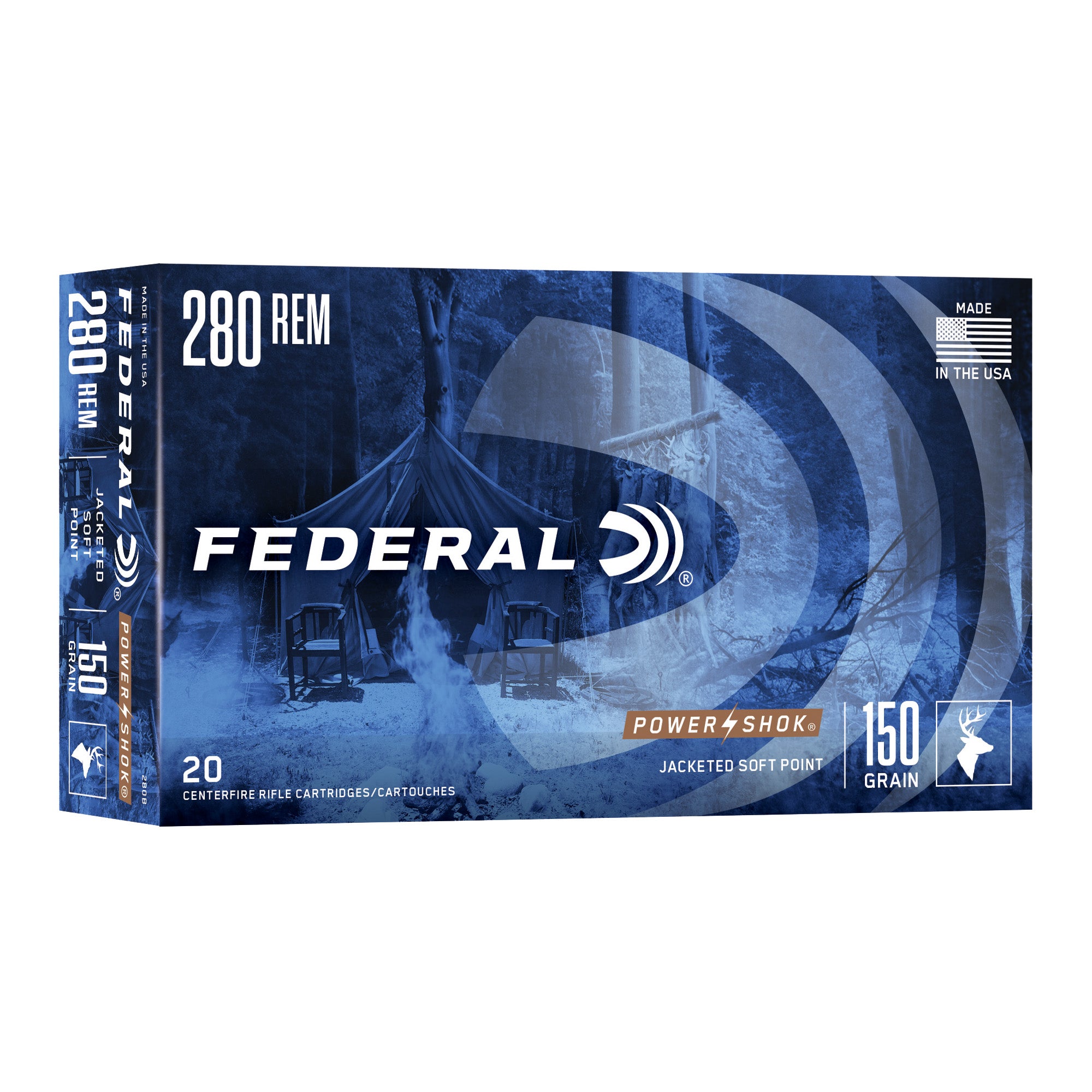 Federal PowerShok, 280 Remington, 150 Grain, Soft Point, 20 Round Box