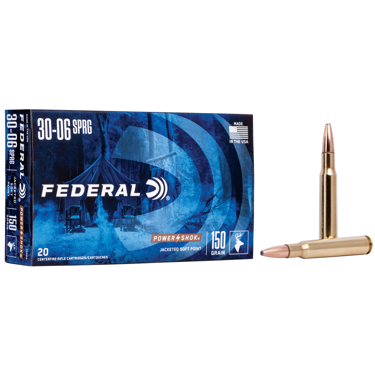 Federal PowerShok, 30-06, 150 Grain, Soft Point, 20 Round Box