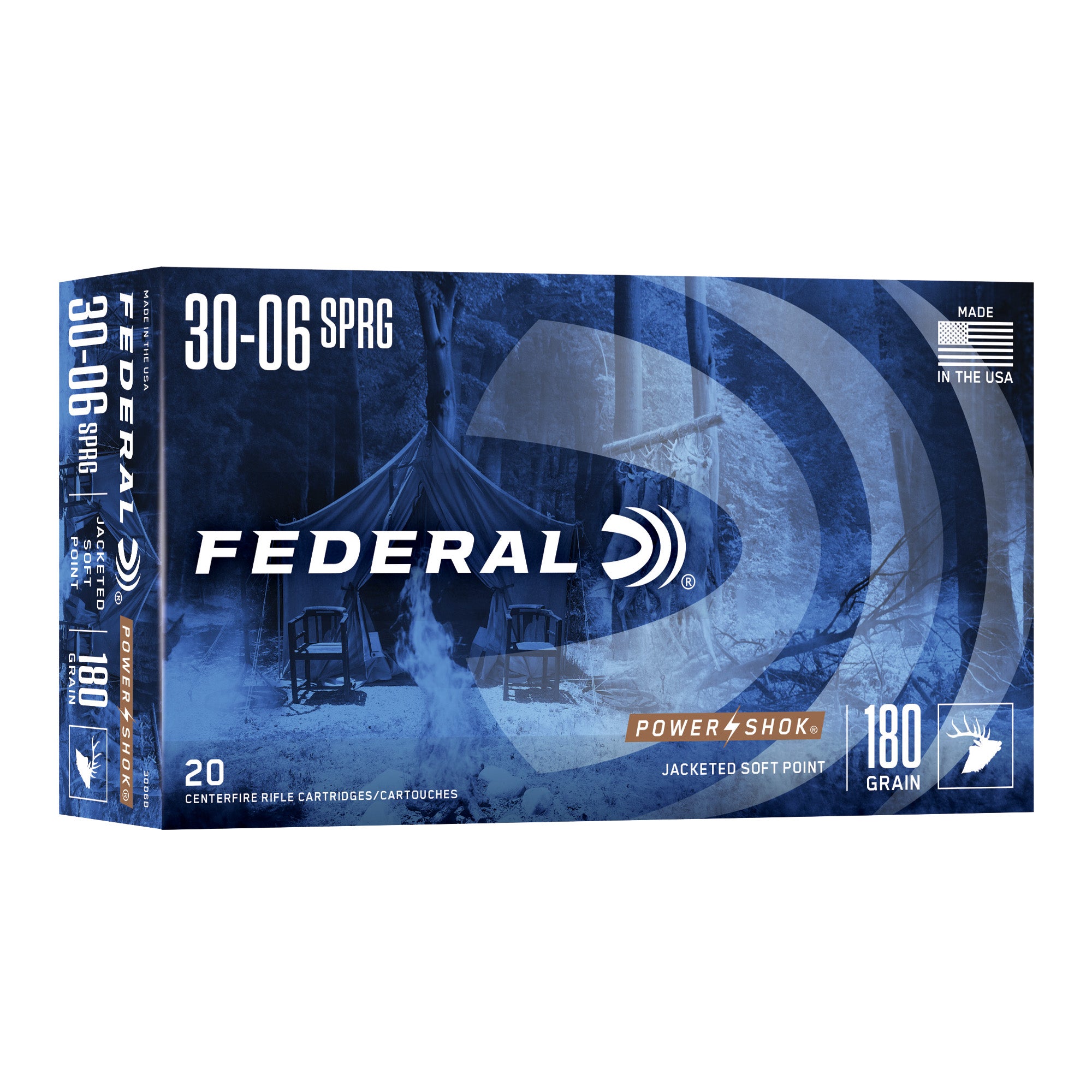 Federal PowerShok, 30-06, 180 Grain, Soft Point, 20 Round Box